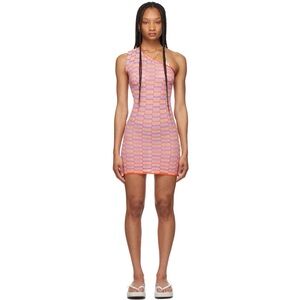 Gimaguas Purple and Orange Striped One-Shoulder Knit Dress S